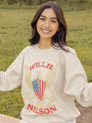 Willie Nelson Eagle Shield Sand Thrifted Sweatshirt