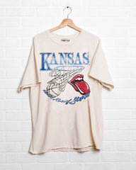 Rolling Stones KU Jayhawks Basketball Net Off White Thrifted Tee