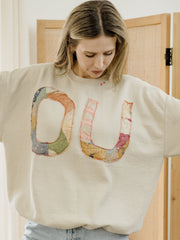OU Quilted Applique Sand Thrifted Sweatshirt