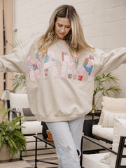 2XL MAMA Quilted Applique Sand Thrifted Sweatshirt