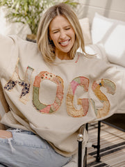 Hogs Quilted Applique Sand Thrifted Sweatshirt