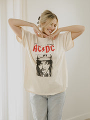 ACDC High Voltage Sketch Off White Thrifted Distressed Tee