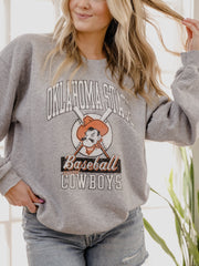 OSU Cowboys Baseball Gray Thrifted Sweatshirt