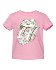 Children's Rolling Stones Floral Lick Pink Tee