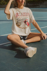 Rolling Stones Sooners Basketball Net Off White Thrifted Tee - shoplivylu