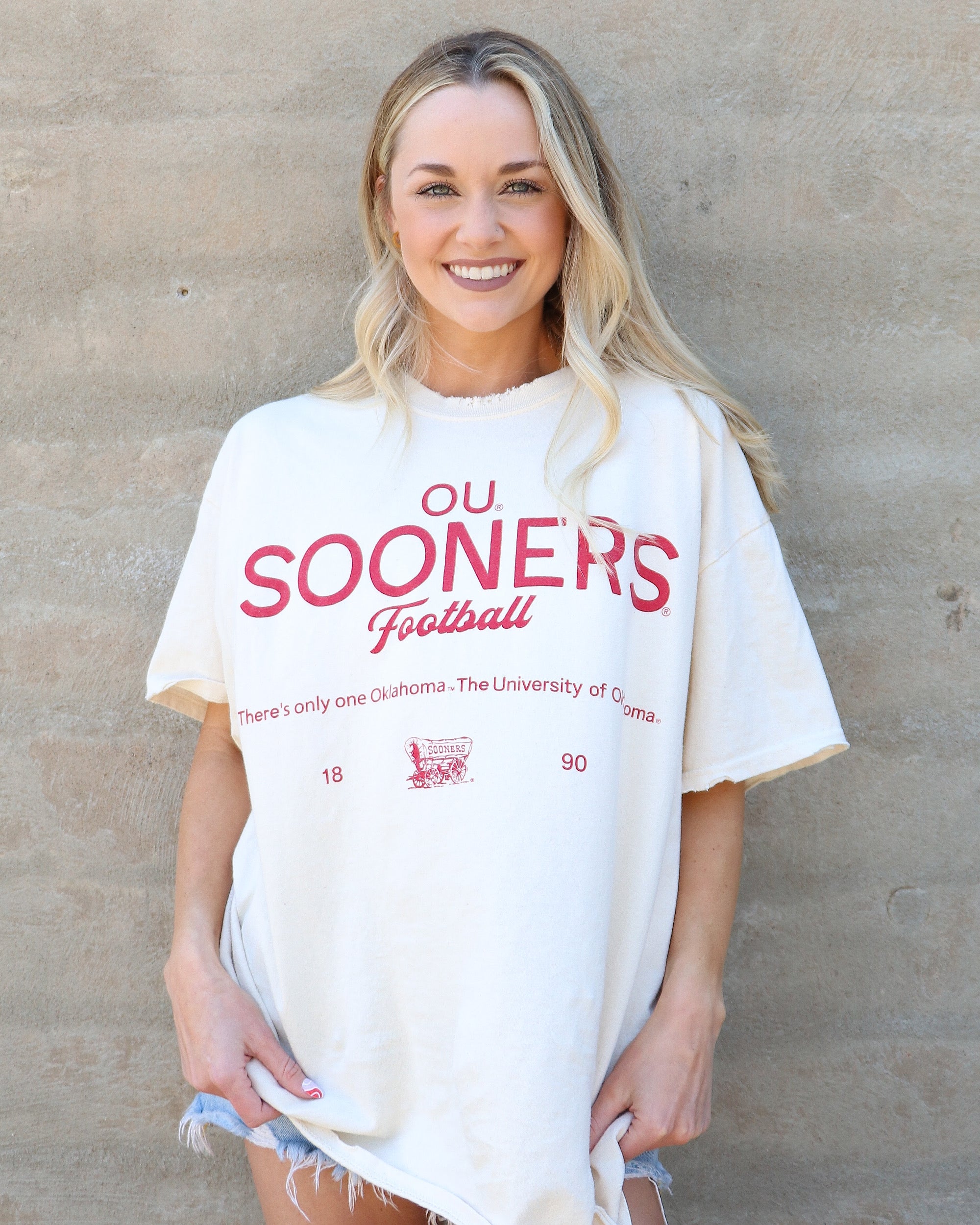 OU Sooners Shot Off Off White Thrifted Tee – shoplivylu | 
