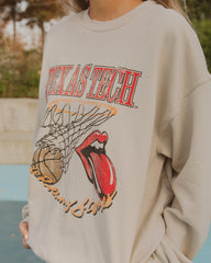Rolling Stones Texas Tech Basketball Net Sand Thrifted Sweatshirt - shoplivylu