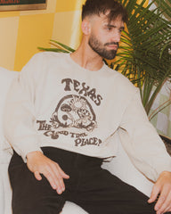 Texas The Good Time Place Sand Thrifted Sweatshirt - shoplivylu
