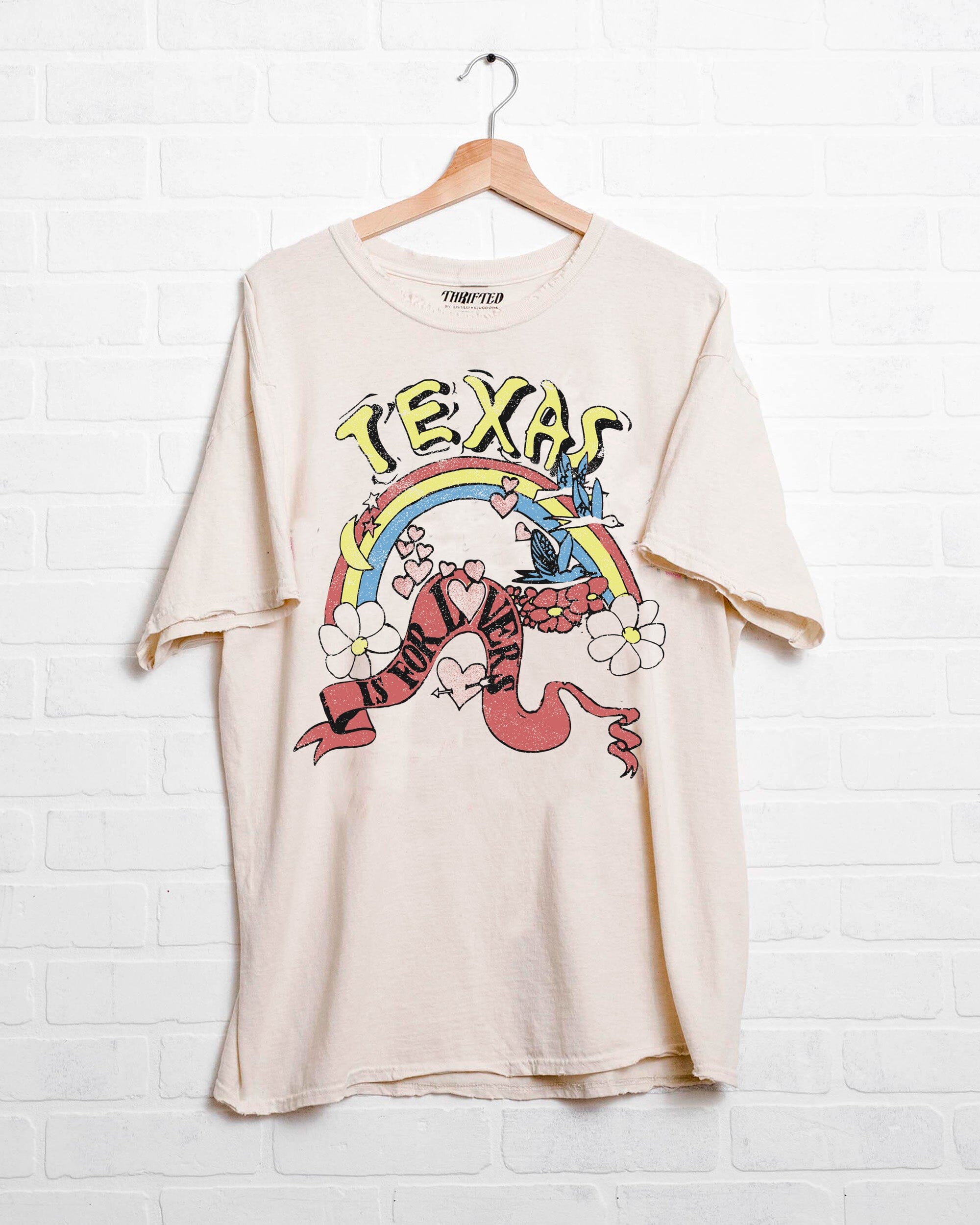 Texas is for Lovers Off White Thrifted Tee - shoplivylu
