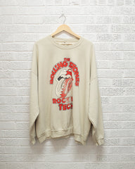 Rolling Stones Rock 'Em Texas Tech Sand Thrifted Sweatshirt - shoplivylu
