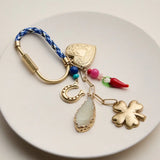 Lucky Bag Charm Keychain with Heart, Clover and Horseshoe