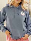 1776 USA Sailboat Denim Blue Thrifted Hoodie