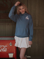 1776 USA Sailboat Denim Blue Thrifted Hoodie