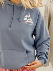 1776 USA Sailboat Denim Blue Thrifted Hoodie