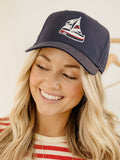 1776 USA Sailboat Navy Embroidered Hat