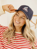 1776 USA Sailboat Navy Embroidered Hat