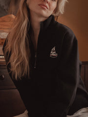 1776 USA Sailboat Navy Embroidered Quarter Zip Sweatshirt