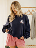 1776 USA Sailboat Navy Thrifted Sweatshirt