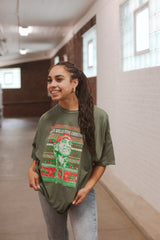 Willie Nelson Have a Willie Dope Christmas Green Thrifted Tee