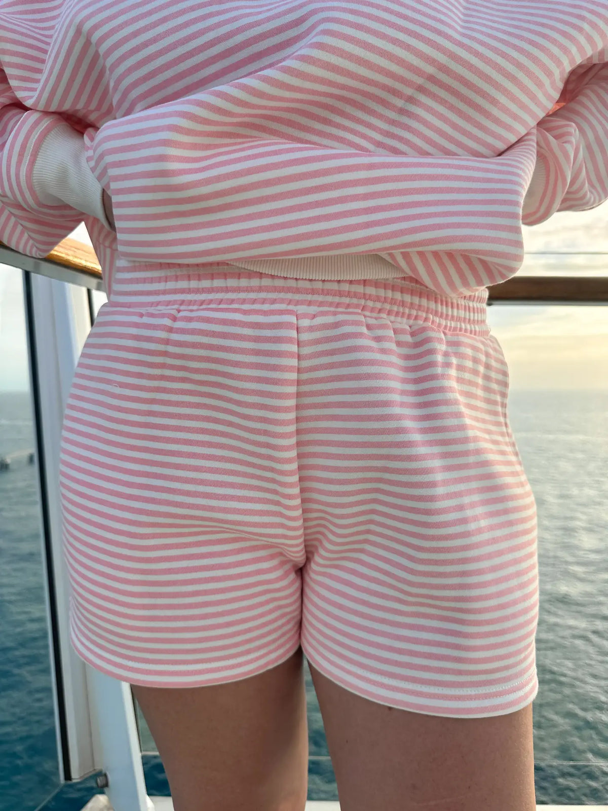 Light Pink and White Big Striped Shorts