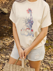 Miss Liberty Off White Thrifted Tee