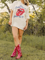 Rolling Stones Start Me Up Off White Thrifted Distressed Tee