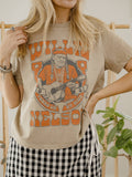 Willie Nelson UT Hook Em Horns 1883 Khaki Ellie Tee