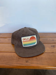Brown OKLA Stripe Sun Corduroy Hat