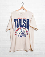 University of Tulsa Established Date Helmet Off White Thrifted Tee