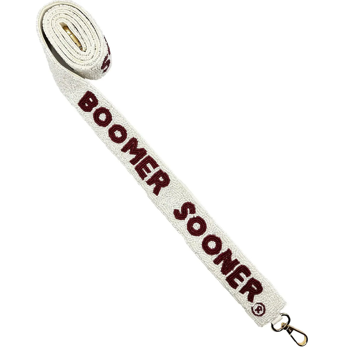 White Boomer Sooner Beaded Bag Strap