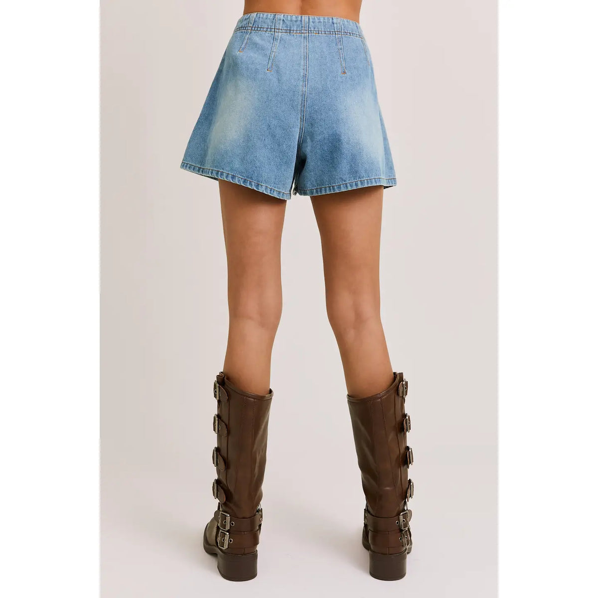 Le Lis Pleated Detail Denim Shorts
