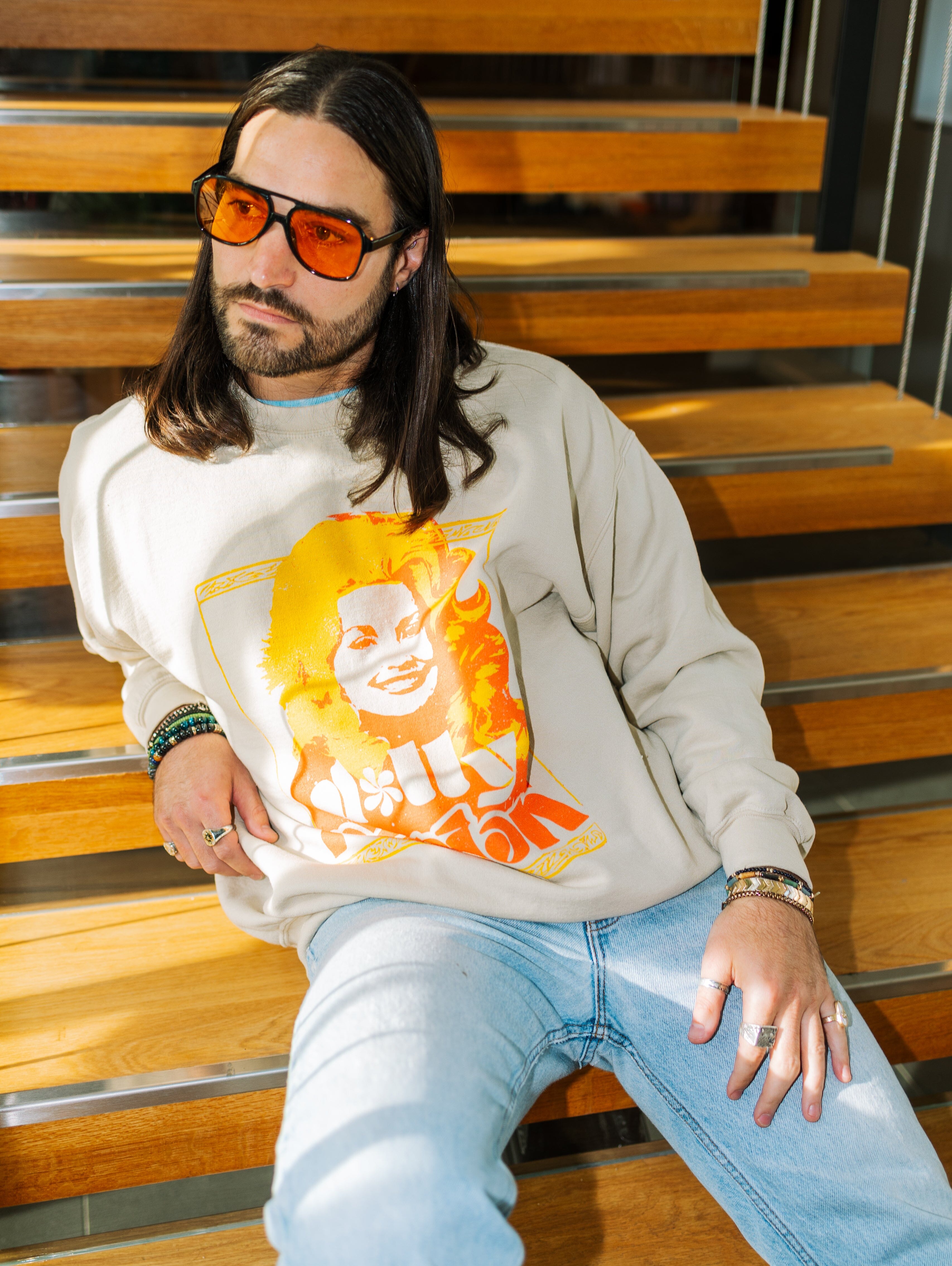 Dolly Parton Golden Dolly Sand Thrifted Sweatshirt