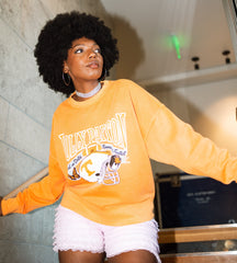 Dolly Parton Raised on Dolly & Tennessee Football Orange Hi-Dive Oversized Crew Sweatshirt