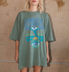 One Size Pink Floyd Pepperland Green Oversized Tee