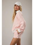 Mock Neck Stripe Sweatshirts Top Peach-Cream