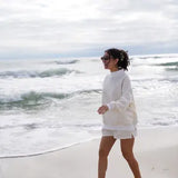 Baby Yellow and White Big Striped Mockneck Sweatshirt
