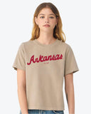 Arkansas Razorbacks Bold Script Khaki Ellie Heavyweight Tee