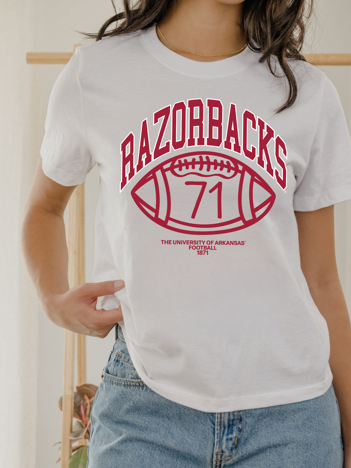 Arkansas Razorbacks Campus Classic Vintage White Ellie Heavyweight Tee