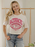 Arkansas Razorbacks Campus Classic Off White Heavyweight Cropped Tee
