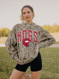 Arkansas Razorbacks Helmet Fade Camo Weekend Mock Neck Sweatshirt