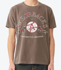 Arkansas Razorback Heritage Plaid Baseball Brown CC Tee