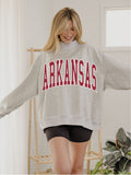 Arkansas Razorbacks Double Tall Boy Gray Mock Neck Reversible Sweatshirt