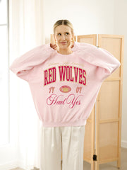 ASU Red Wolves Wave Arch Pink Thrifted Sweatshirt