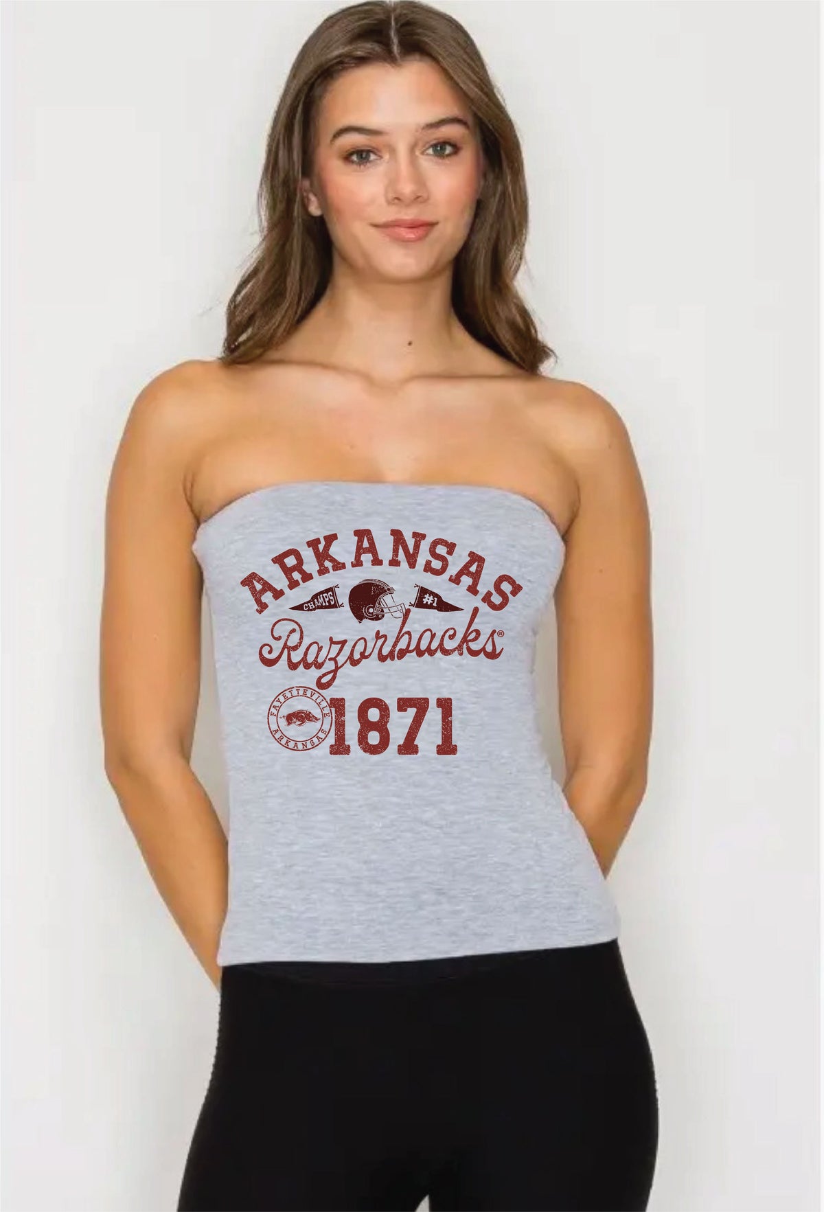 Arkansas Razorbacks Football Icon Gray Tube Top