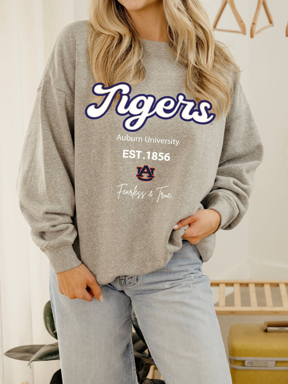 Auburn Tigers Letterman Gray Chrome Hi Dive Sweatshirt