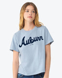 Auburn Tigers Bold Script Light Blue Ellie Heavyweight Tee