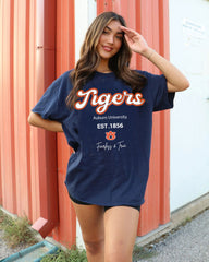 Auburn Tigers Letterman Navy Thrifted Tee