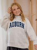Children's Auburn Tigers Polka Dot Puff Ink Gray Mock Neck Sweatshirt