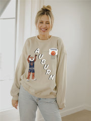 Auburn Tigers Retro Basketball Sand Thrifted Sweatshirt