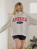 USA America Western Established Date Gray Mock Neck Reversible Sweatshirt
